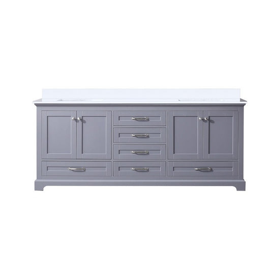 80" Lexora Dukes Double Sink Grey Vanity with Quartz Top