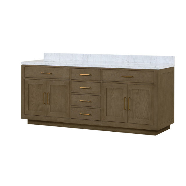 84" Lexora Abbey Double Sink Grey Oak Vanity with Marble Top