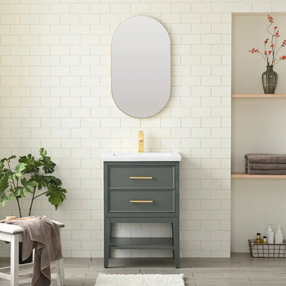 Carmel 24" Single Sink Vintage Green Vanity with Quartz top