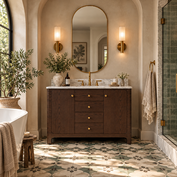 Canyon 48" Inch Sable Single Sink 4-Drawer Vanity with Quartz Engineered Stone Top