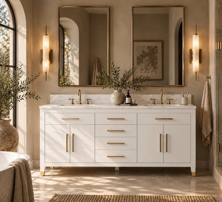 York 72 inch White Double Sink