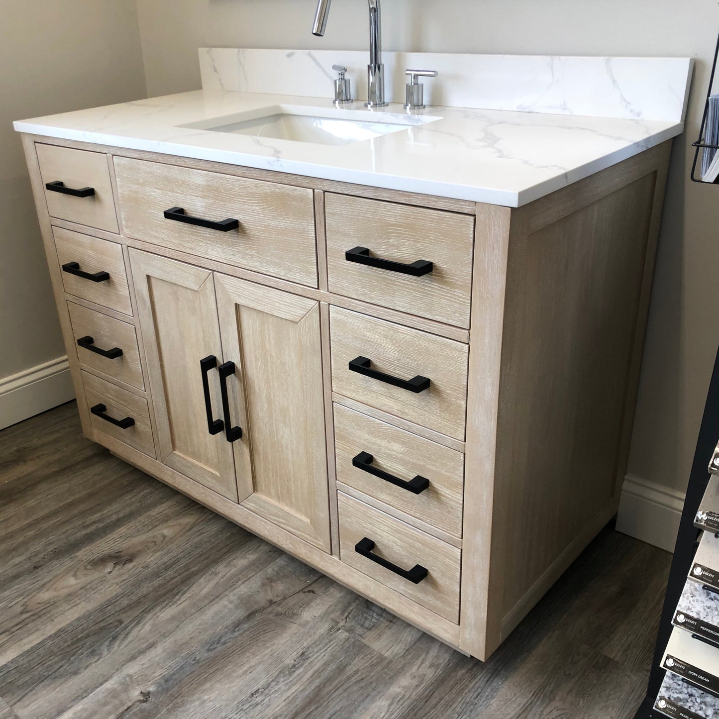 48" Mulholland Single Sink Milk Oak Vanity with Quartz Top