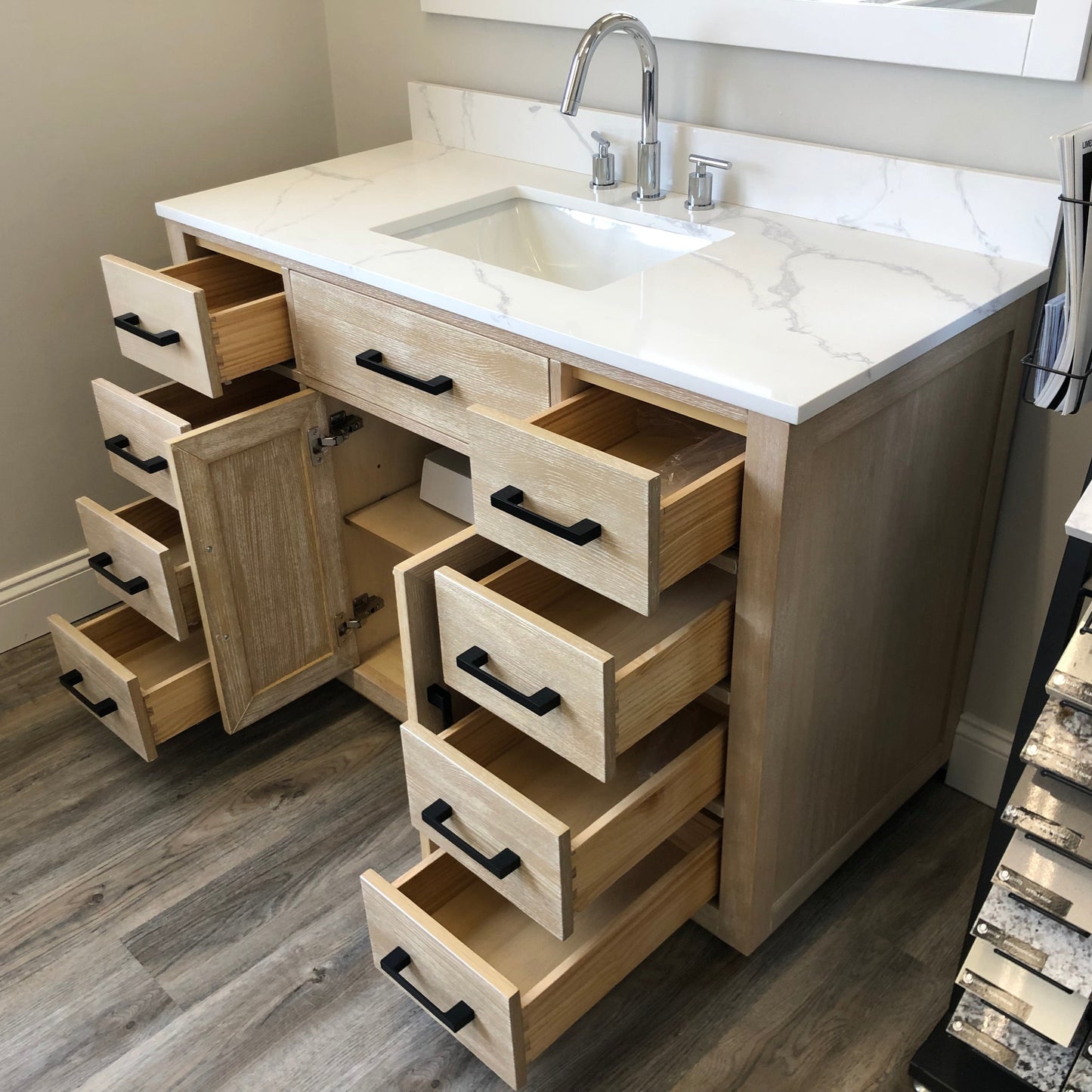 48" Mulholland Single Sink Milk Oak Vanity with Quartz Top