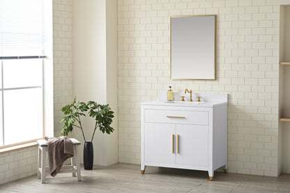 Springs 36" White Vanity with Quartz Top