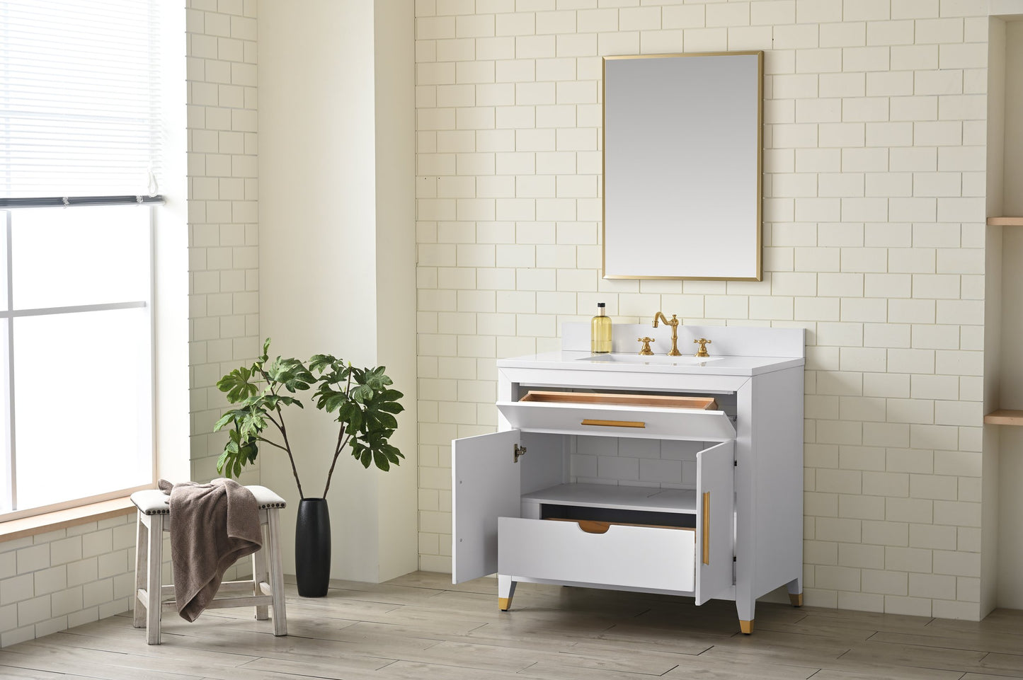 Springs 36" White Vanity with Quartz Top