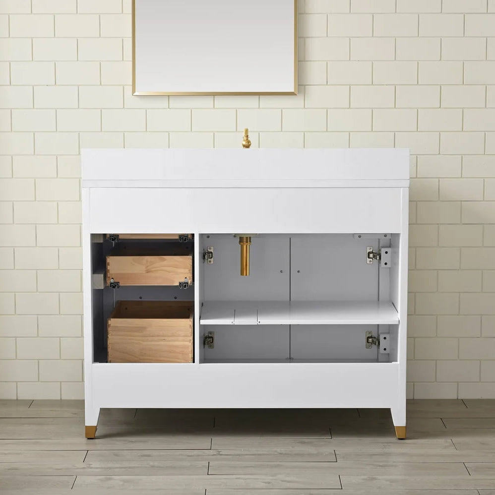 Springs 42" Inch White Single Sink Vanity with Quartz Top