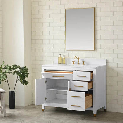 Springs 42" Inch White Single Sink Vanity with Quartz Top