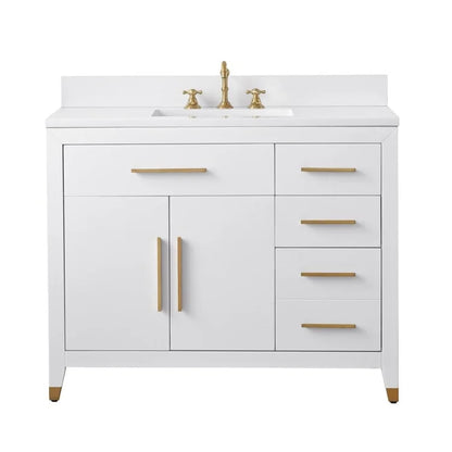Springs 42" Inch White Single Sink Vanity with Quartz Top