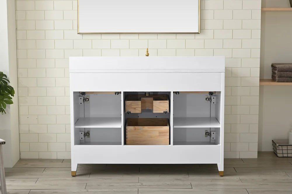 Springs 48" Inch White Single Sink Vanity with Quartz Top