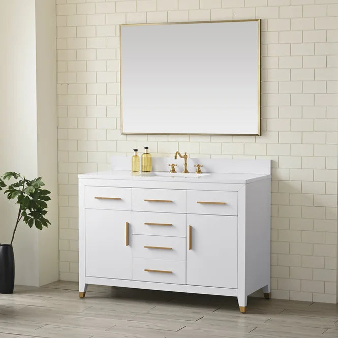 Springs 48" Inch White Single Sink Vanity with Quartz Top
