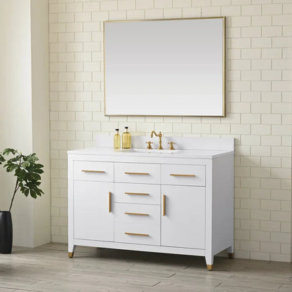 Springs 48" Inch White Single Sink Vanity with Quartz Top