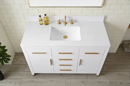 Springs 48" Inch White Single Sink Vanity with Quartz Top