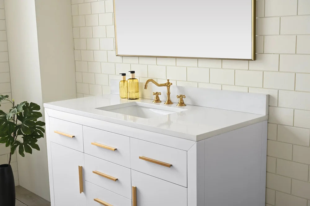 Springs 48" Inch White Single Sink Vanity with Quartz Top