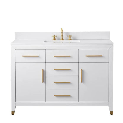 Springs 48" Inch White Single Sink Vanity with Quartz Top
