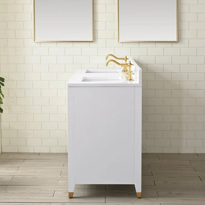 Springs 60" Inch White Double Sink Vanity with Quartz Top