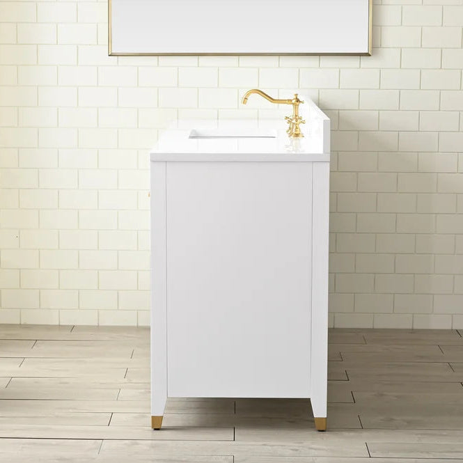 Springs 60" Inch White Single Sink Vanity with Quartz Top