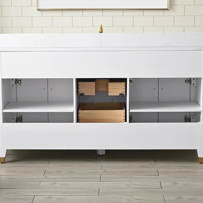 Springs 60" Inch White Single Sink Vanity with Quartz Top