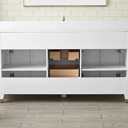 Springs 60" Inch White Single Sink Vanity with Quartz Top