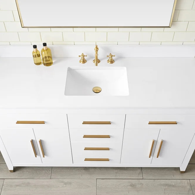 Springs 60" Inch White Single Sink Vanity with Quartz Top