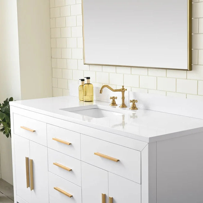 Springs 60" Inch White Single Sink Vanity with Quartz Top
