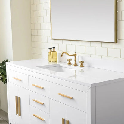 Springs 60" Inch White Single Sink Vanity with Quartz Top
