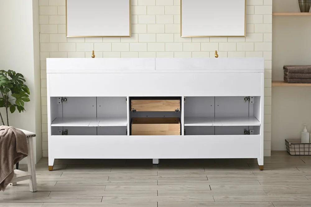 Springs 72" Inch White Double Sink Vanity with Quartz Top