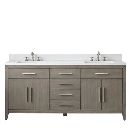 Springs 72" Inch Heritage Grey Double Sink Vanity with Quartz Top