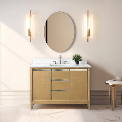 Vanity Art 48 inch Natural Oak Single Sink Vanity with Quartz Top