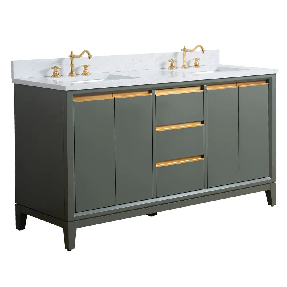 Jackson 60" inch Vintage Green Double Sink Vanity with Quartz Top