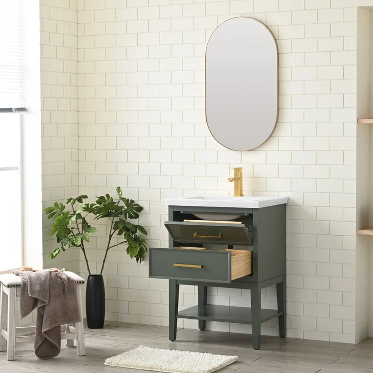 Carmel 24" Single Sink Vintage Green Vanity with Quartz top