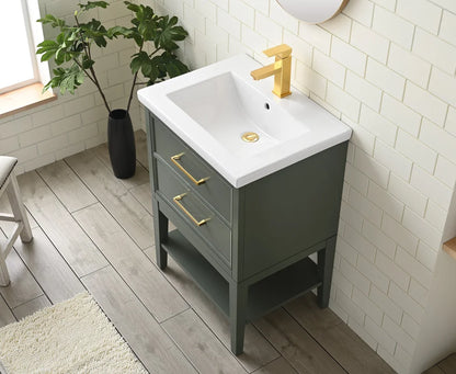 Carmel 24" Single Sink Vintage Green Vanity with Quartz top