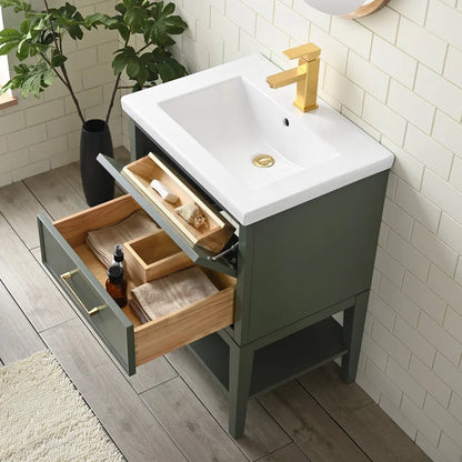 Carmel 24" Single Sink Vintage Green Vanity with Quartz top