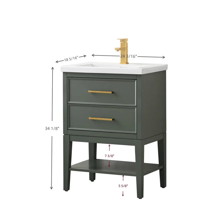 Carmel 24" Single Sink Vintage Green Vanity with Quartz top