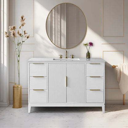 Elia 49" Inch White Single Sink Vanity with Quartz Top