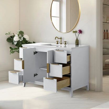 Elia 49" Inch White Single Sink Vanity with Quartz Top