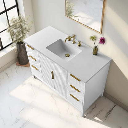 Elia 49" Inch White Single Sink Vanity with Quartz Top