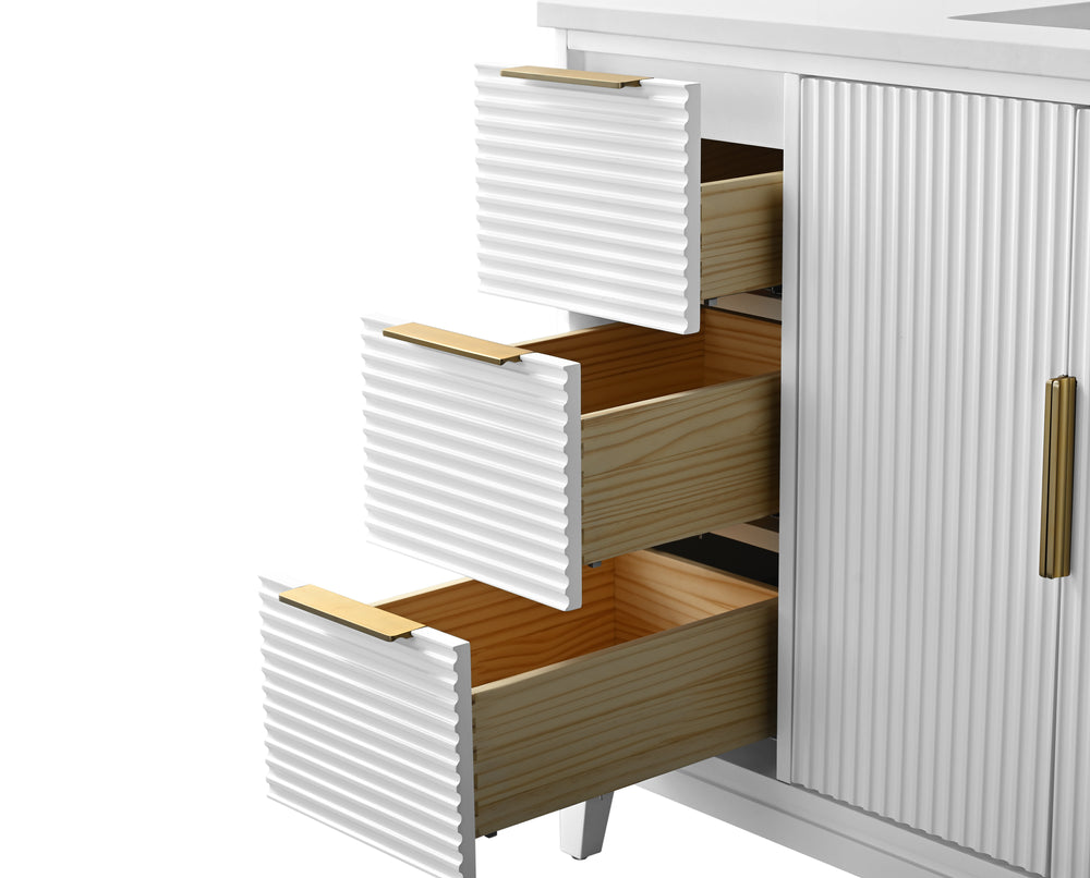 Elia 49" Inch White Single Sink Vanity with Quartz Top