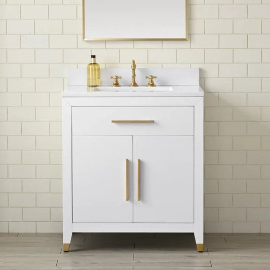 Springs 30" Inch White Vanity with Quartz Top