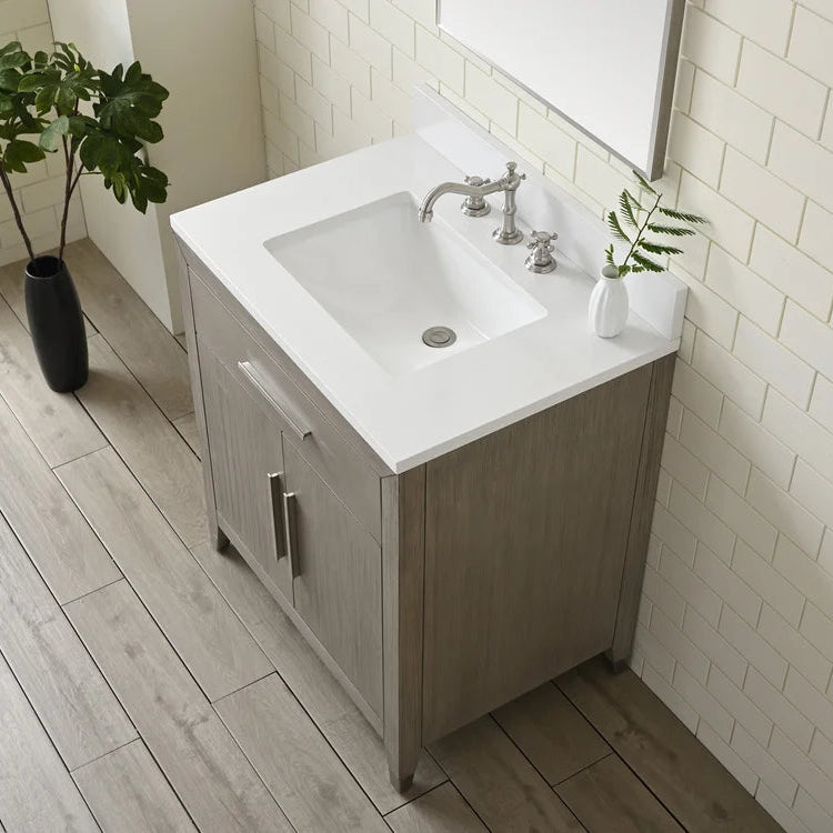 Springs 30" Inch Heritage Grey Oak Vanity with Quartz Top