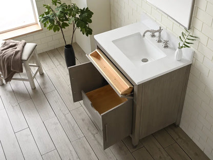 Springs 30" Inch Heritage Grey Oak Vanity with Quartz Top
