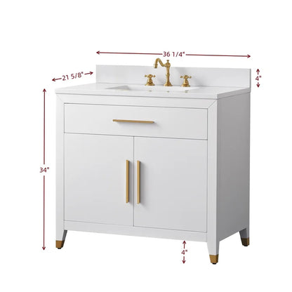 Springs 36" White Vanity with Quartz Top