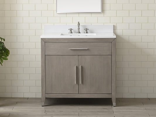Springs 36" Heritage Grey Oak Vanity with Quartz Top