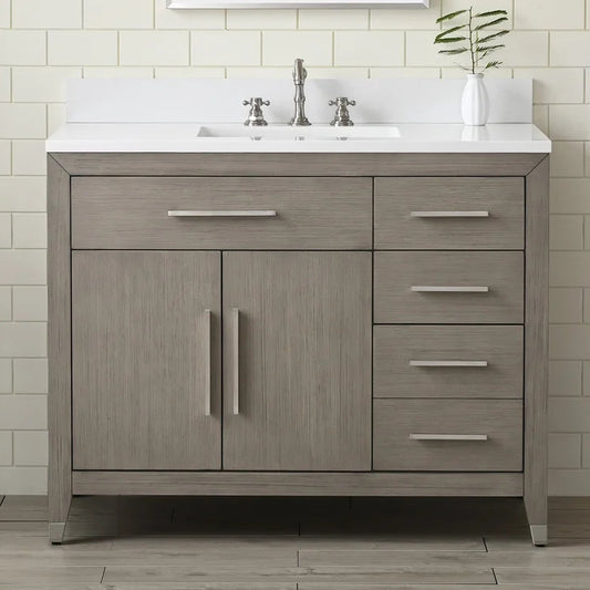 Springs 42" Inch Heritage Grey Single Sink Vanity with Quartz Top