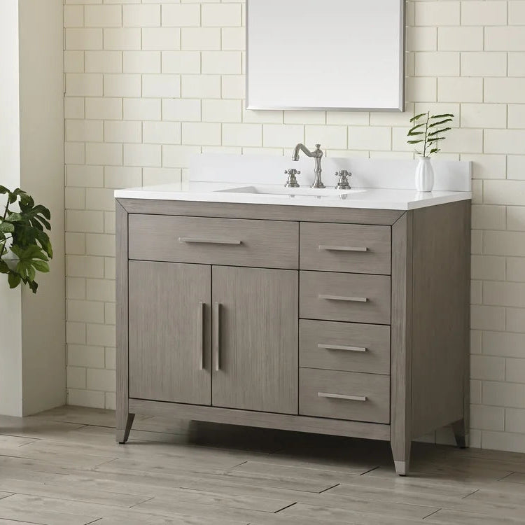 Springs 42" Inch Heritage Grey Single Sink Vanity with Quartz Top