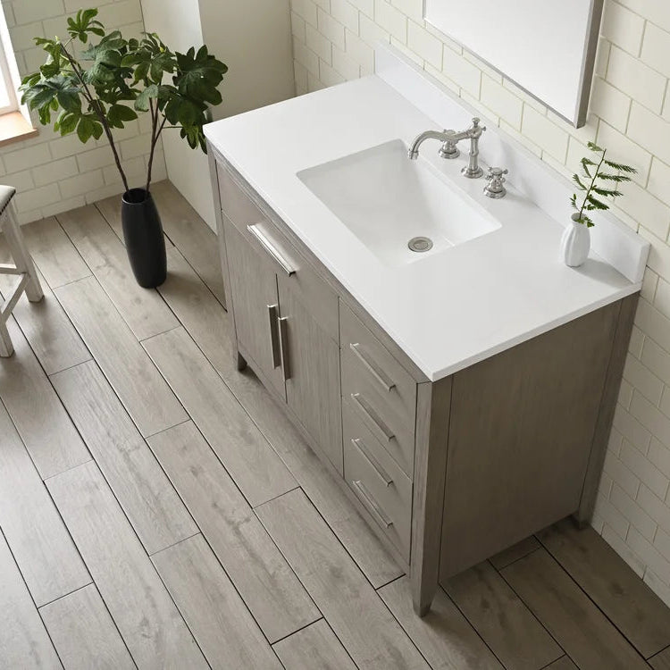 Springs 42" Inch Heritage Grey Single Sink Vanity with Quartz Top