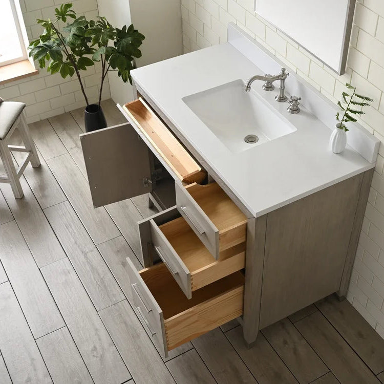 Springs 42" Inch Heritage Grey Single Sink Vanity with Quartz Top