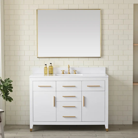 Springs 48" Inch White Single Sink Vanity with Quartz Top