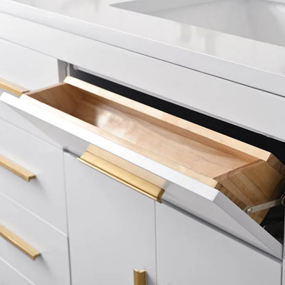 Springs 60" Inch White Double Sink Vanity with Quartz Top