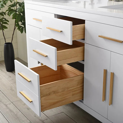 Springs 60" Inch White Double Sink Vanity with Quartz Top