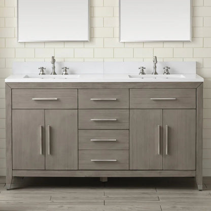 Springs 72" Inch Heritage Grey Double Sink Vanity with Quartz Top